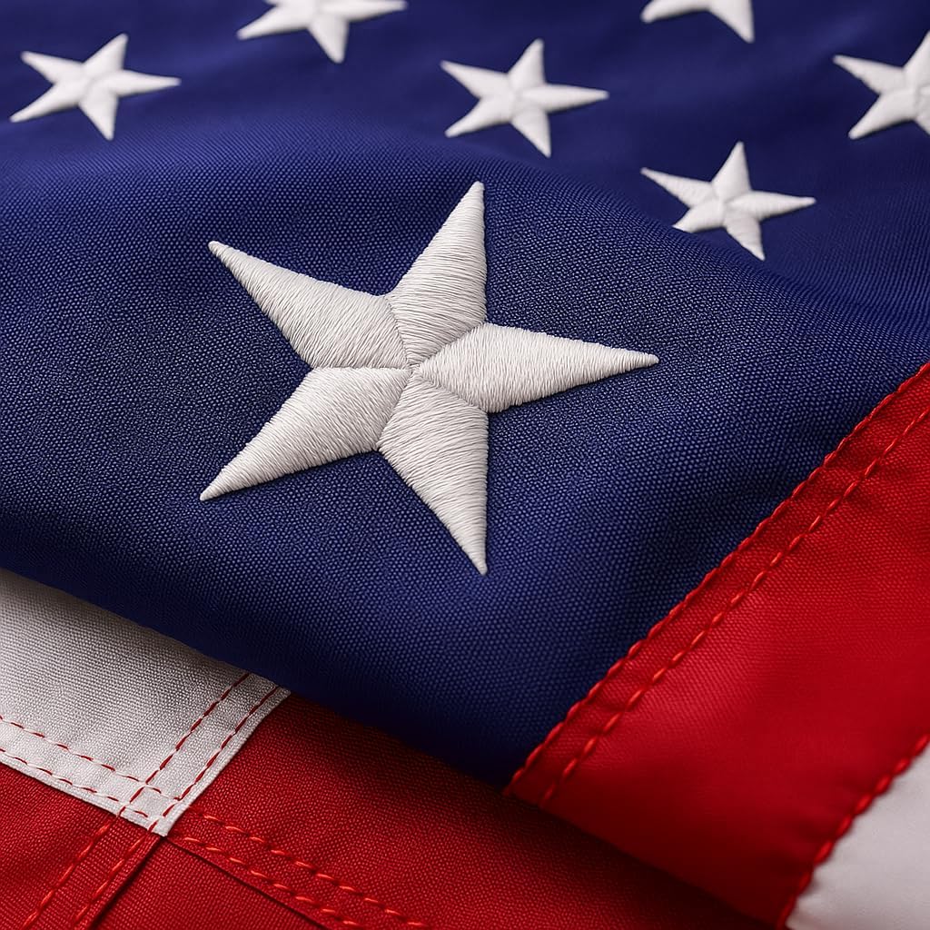 American Flag with Embroidered Stars & Sewn Stripes